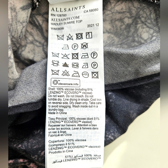 AllSaints Hadley Sumire top, Size 0 - Picture 6 of 6